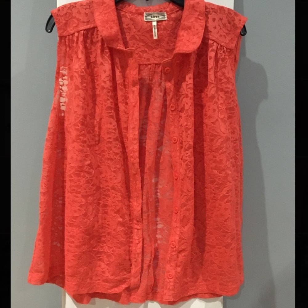 Orange button up blouse